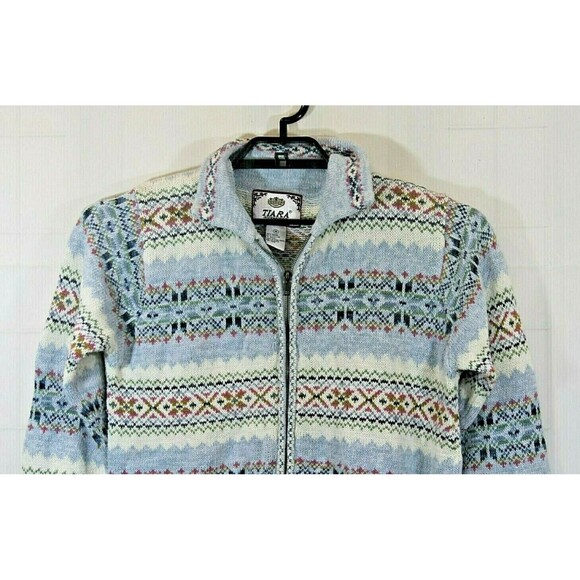 Tiara International Aztec Cardigan Vintage Full Zip Southwestern Sweater Size M - Picture 2 of 4